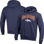 Champion Men's Champion Navy Denver Broncos Powerblend Arch over Logo Hoodie