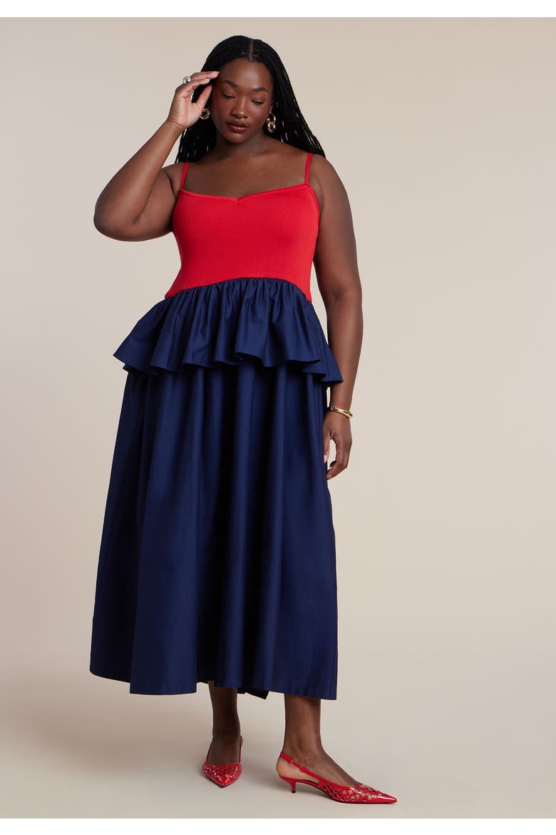 Peplum Detail Colorblocked Dress, Alternate, color, GOJI PAGEANT BLUE