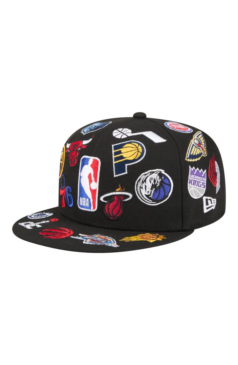 New Era Men's New Era Black NBA All-Over 59FIFTY Fitted Hat, Alternate, color, Black