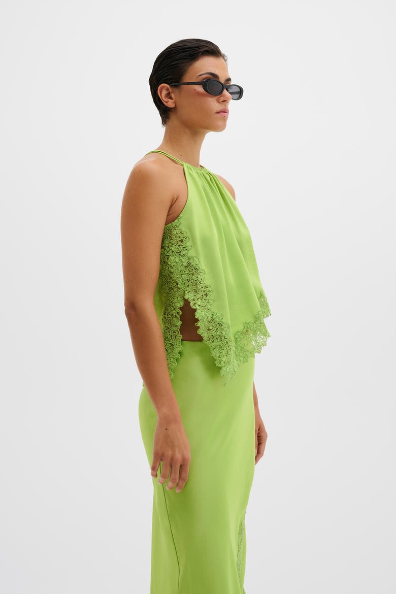 Madina Asymmetric Lace Hem Top, Alternate, color, Lime