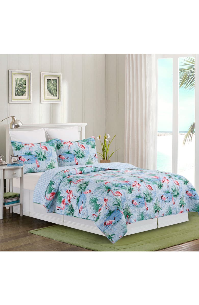 C&F Home Paradise Coast Flamingo Cotton Quilt Set  - Reversible and Machine Washable, Alternate, color, Blue