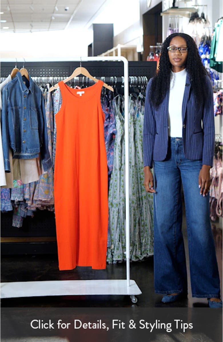 Everyday Rib Stretch Cotton Midi Tank Dress, sales video thumbnail