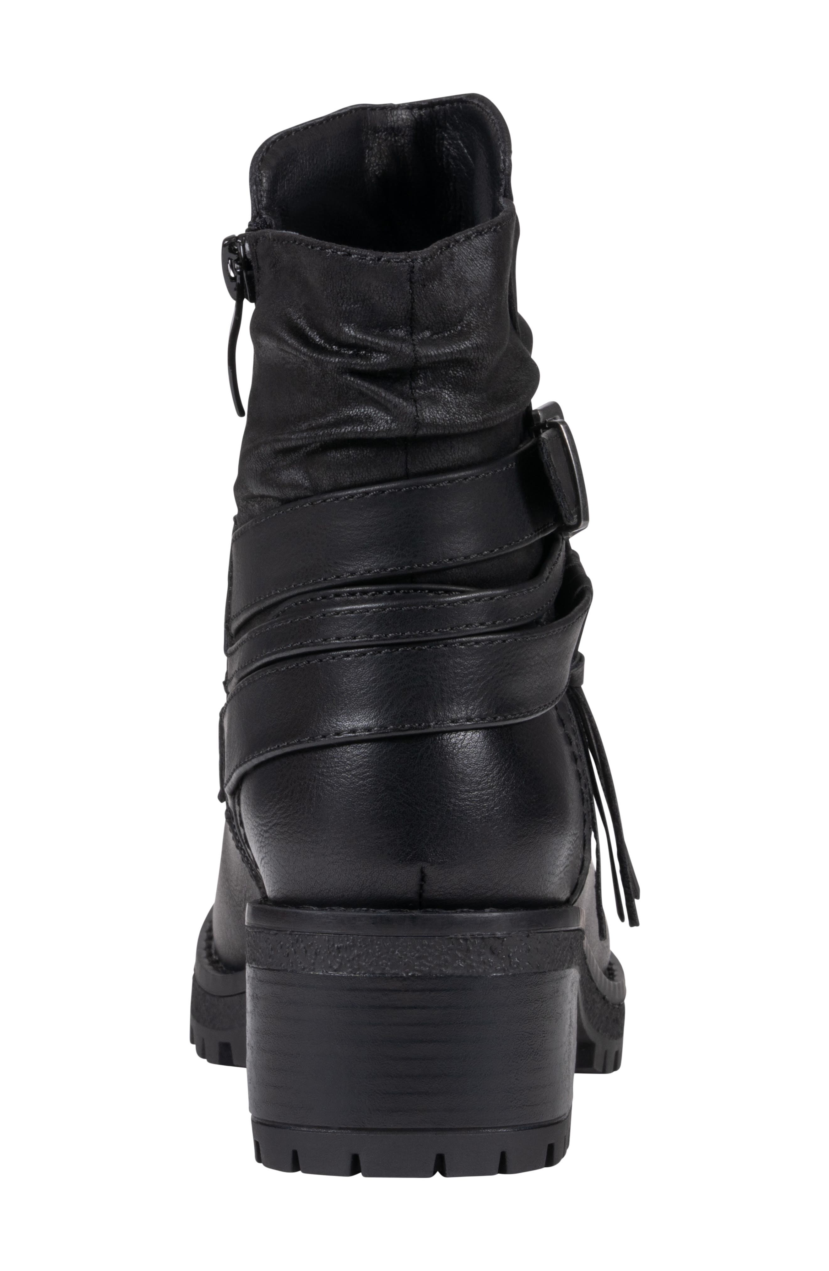 Pauline Faux Leather Moto Bootie, Alternate, color, BLACK