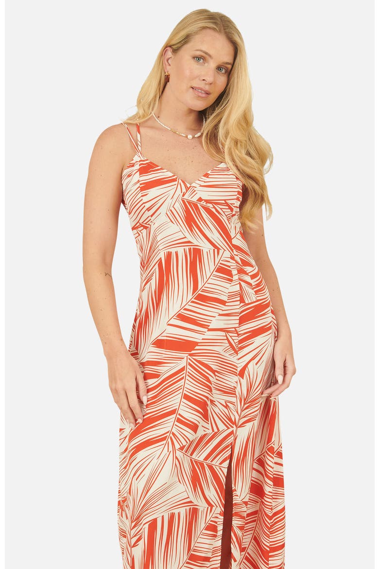 Sleeveless V-Neck Cross Back Maxi Dress, Alternate, color, Orange
