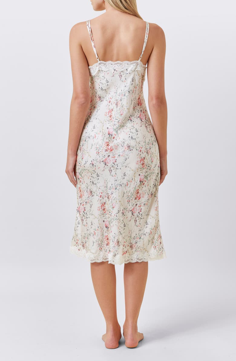 Papinelle Yolly Floral Satin Slip NIghtgown, Alternate, color, Ecru