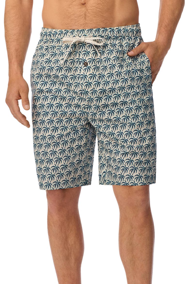 Cotton Tropical Print Pajama Shorts, Main, color, OAT/ BLUE
