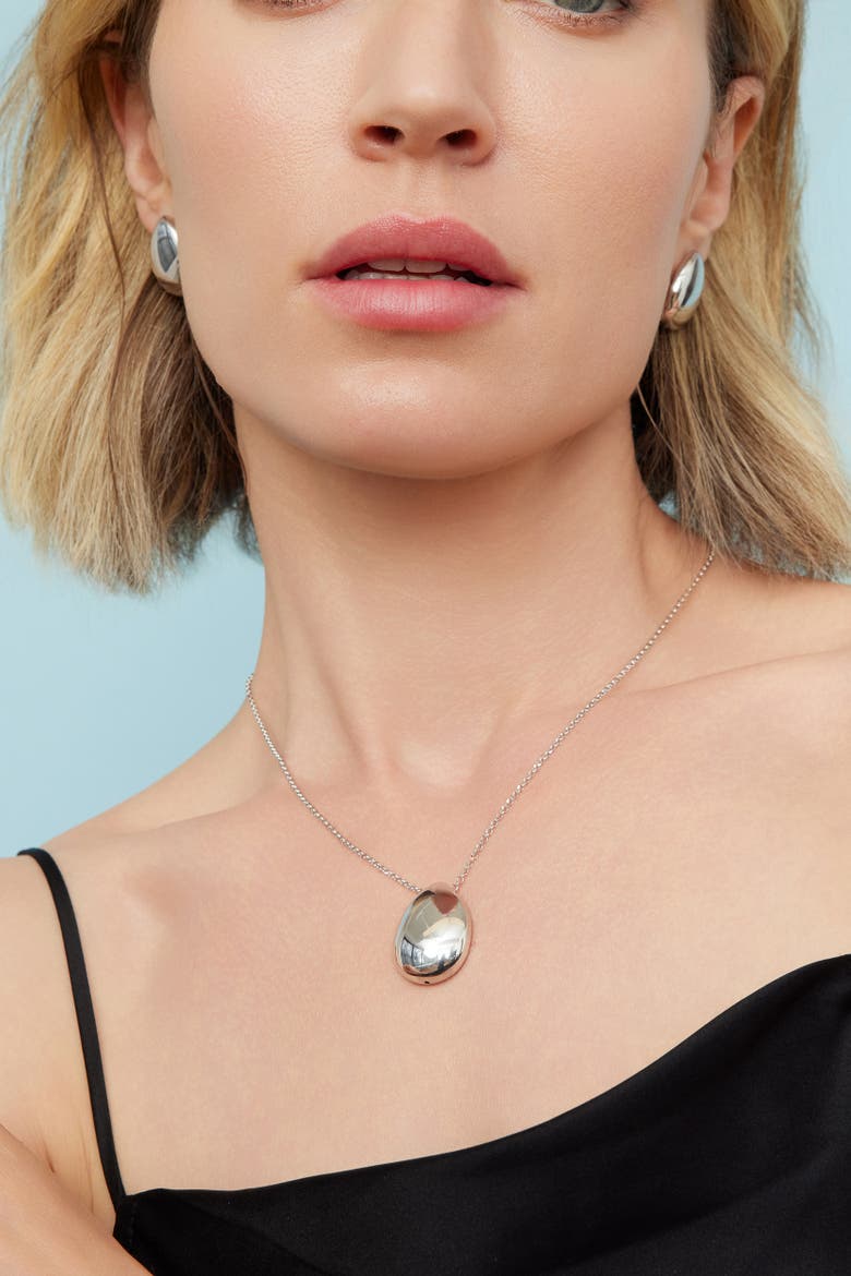 Sterling Silver Reflection Pendant Necklace, Alternate, color, Silver