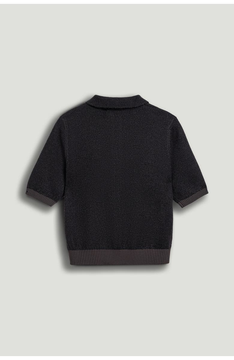 Nocturne Contrast-Trim Short-Sleeve Cardigan, Alternate, color, Brown