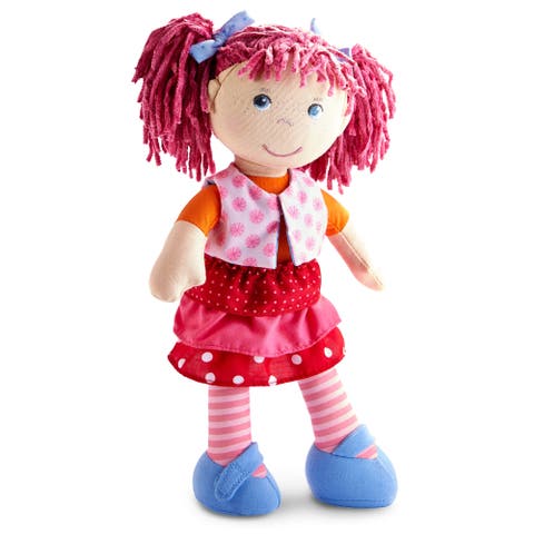Lilli-Lou 12" Soft Doll with Pink Hair in Pigtails, Blue Eyes & Embroidered Face, Machine Washable Baby Doll for Ages 18 Months+