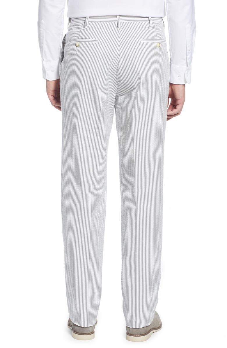 Berle Pleated Seersucker Cotton Dress Pants, Alternate, color, Grey