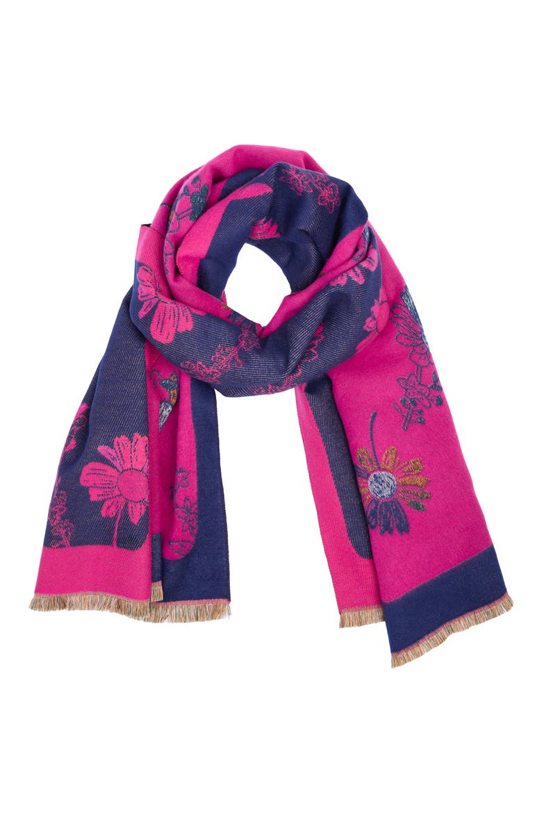 Floral Reversible Scarf, Main, color, BLUE