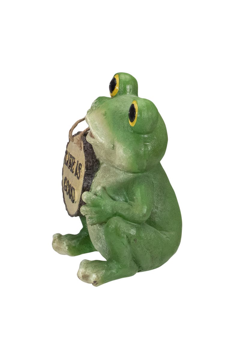 Northlight 9" Green 'Life is Good' Frog Outdoor Garden Statue, Alternate, color, Green