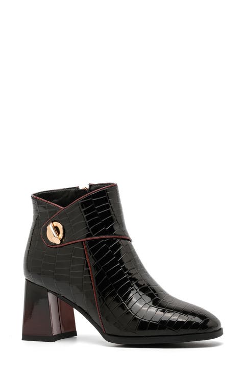 Bailey Croc Embossed Faux Leather Bootie