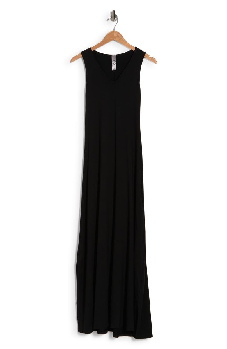 GO COUTURE V-Neck Sleeveless Maxi Dress, Alternate, color, Black