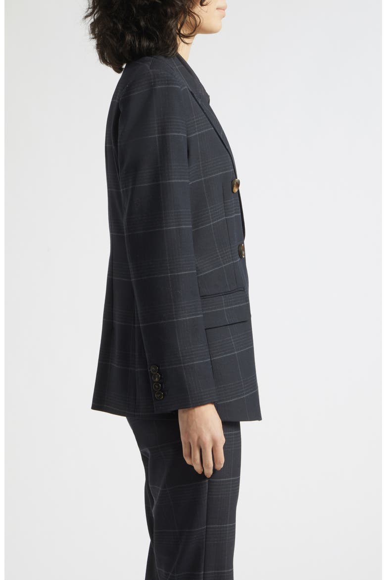 Fedra Double Breasted Plaid Blazer, Alternate, color, NAVY