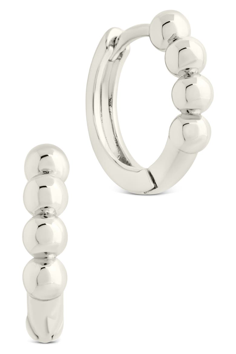 Natalie Polished Sphere Huggie Hoop Earrings, Main, color, SILVER