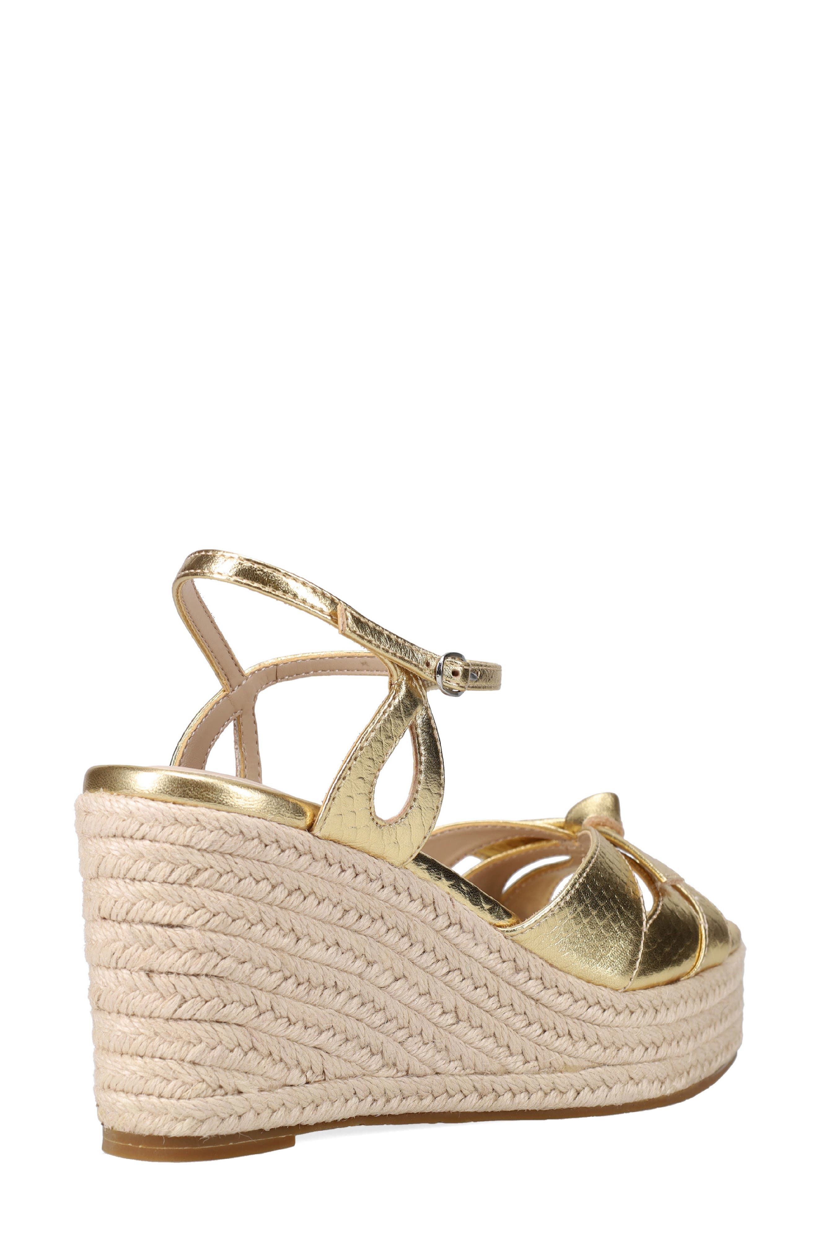 Elbie Espadrille Ankle Strap Platform Wedge Sandal, Alternate, color, LIGHT GOLD