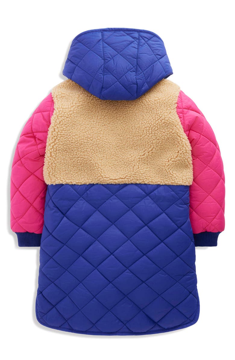 Mini Boden Kids' Cozy Longline Coat, Alternate, color, Multi Colourblock