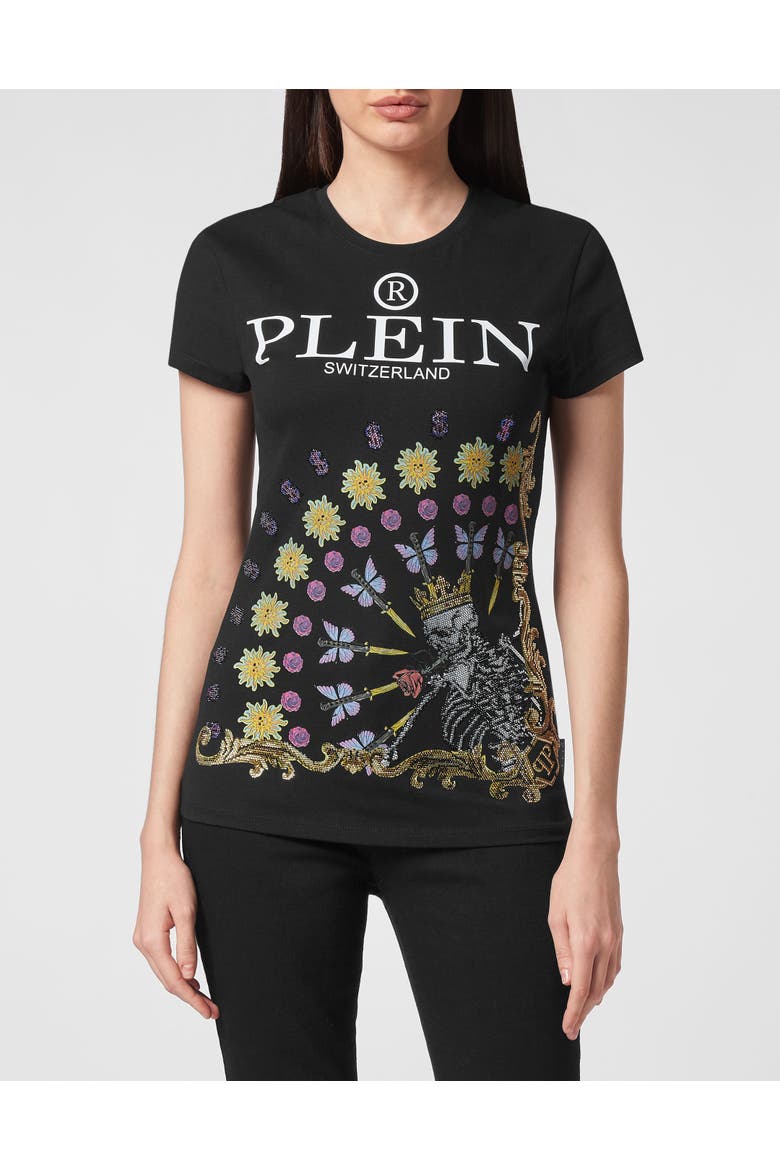 T-Shirt Round Neck Tattoo Women, Main, color, black