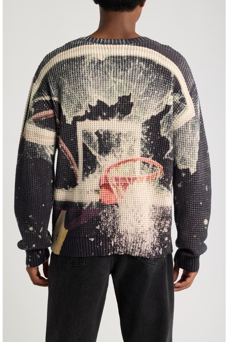 Break the Backboard Waffle Knit Sweater, Alternate, color, BLACK MULTI