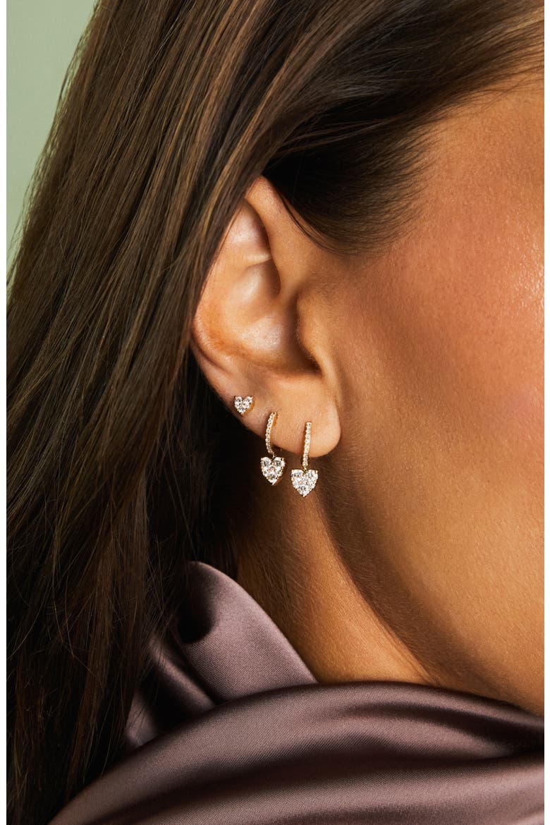 Pavé Diamond Huggie Hoop Earrings, Alternate, color, 14K YELLOW GOLD
