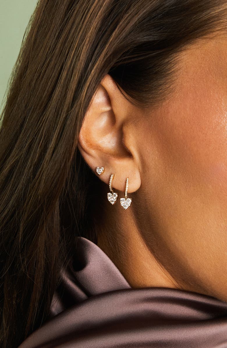 EF Collection Pavé Diamond Huggie Hoop Earrings, Alternate, color, 14K Yellow Gold