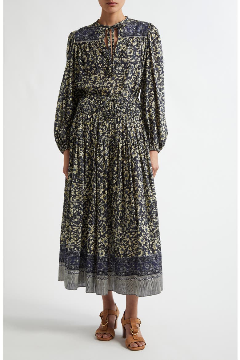 Tillie Floral Tie Neck Top, Alternate, color, RAVEN