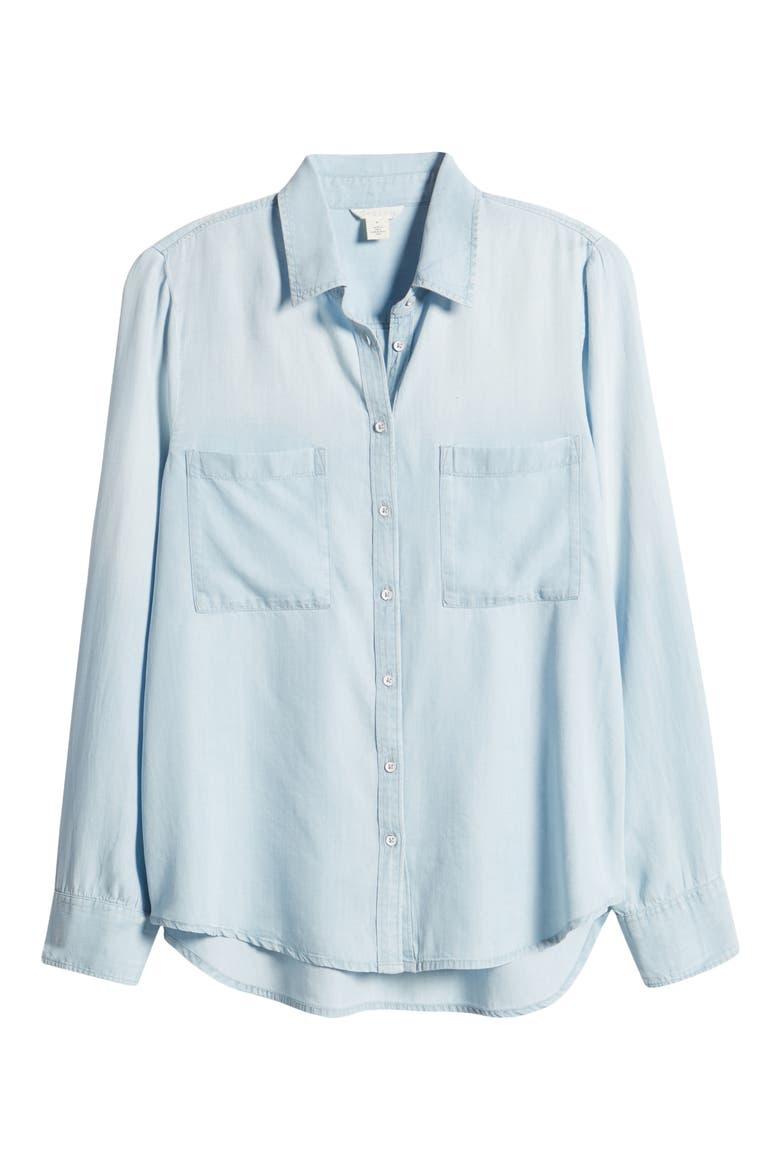 Chambray Button-Up Shirt, Alternate, color, LIGHT WASH