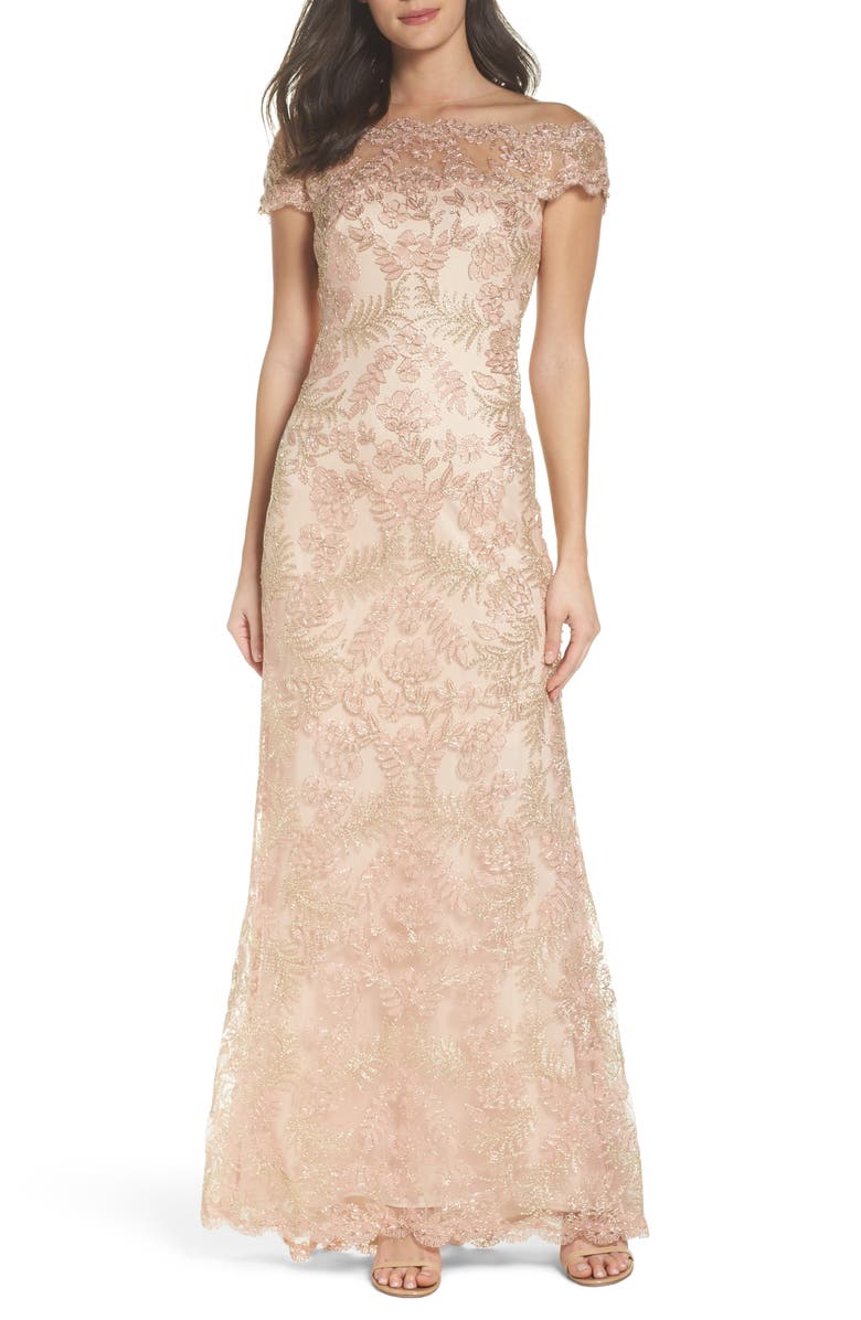 Tadashi Shoji Tulle Gown, Main, color, 