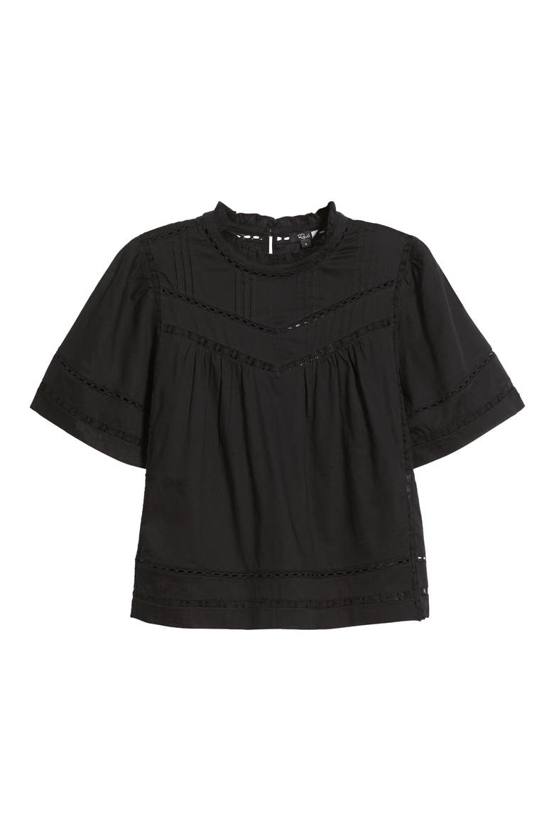 Daisy Open Stitch Top, Alternate, color, BLACK