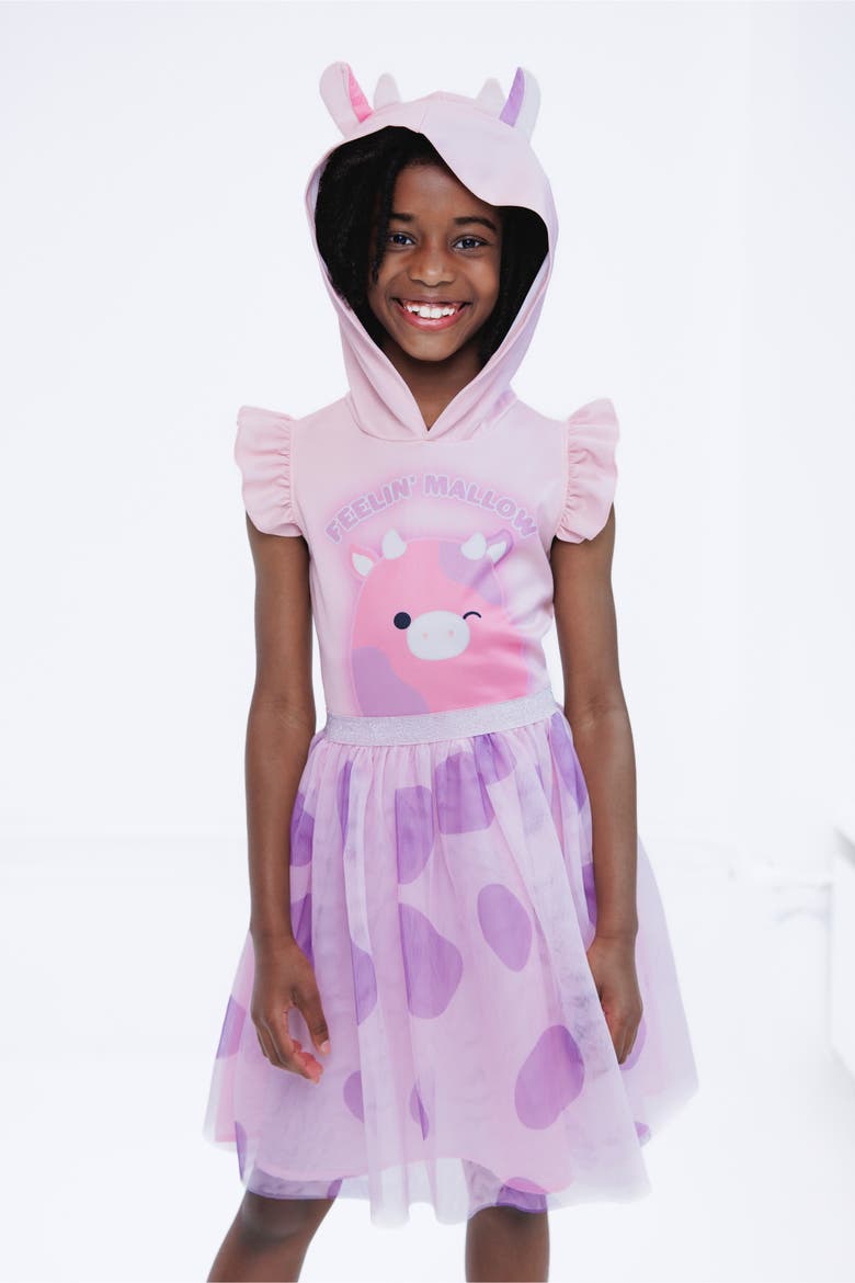 Hooded Tutu Dress, Alternate, color, Pink Lavender Cow