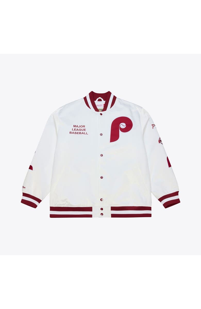 Mitchell & Ness Men's Mitchell & Ness White Philadelphia Phillies Cooperstown Collection Arctic Lightweight Satin Full-Snap Jacket, Main, color, White