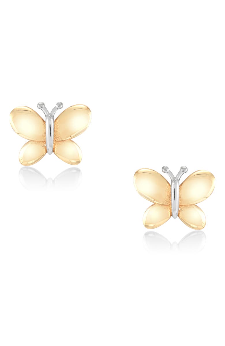 Frankie & Zoe Two-Tone Butterfly Stud Earrings, Alternate, color, Yellow Gold/ Silver
