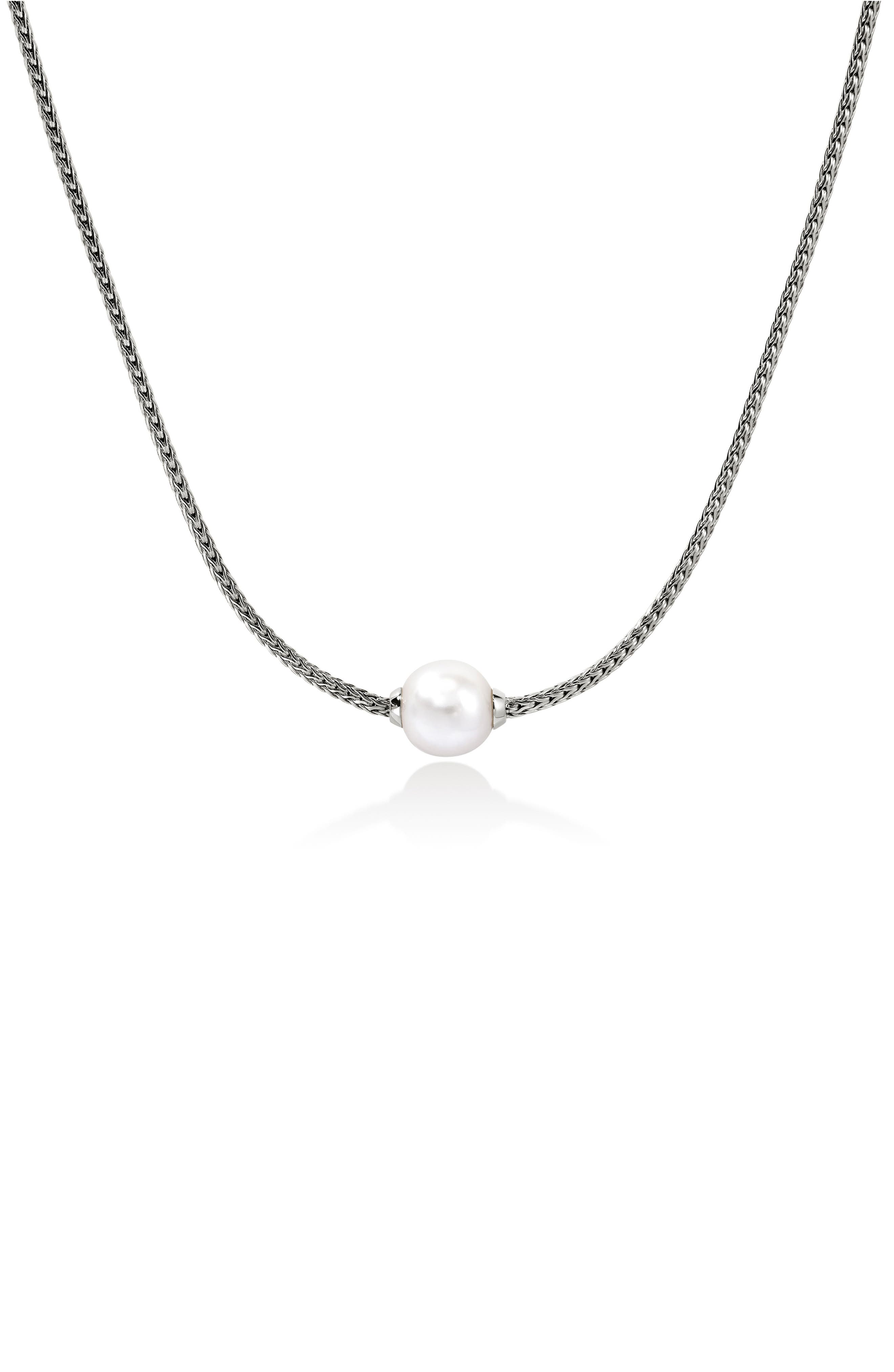 John Hardy JH Essentials Freshwater Pearl Necklace in Silver/pearl 