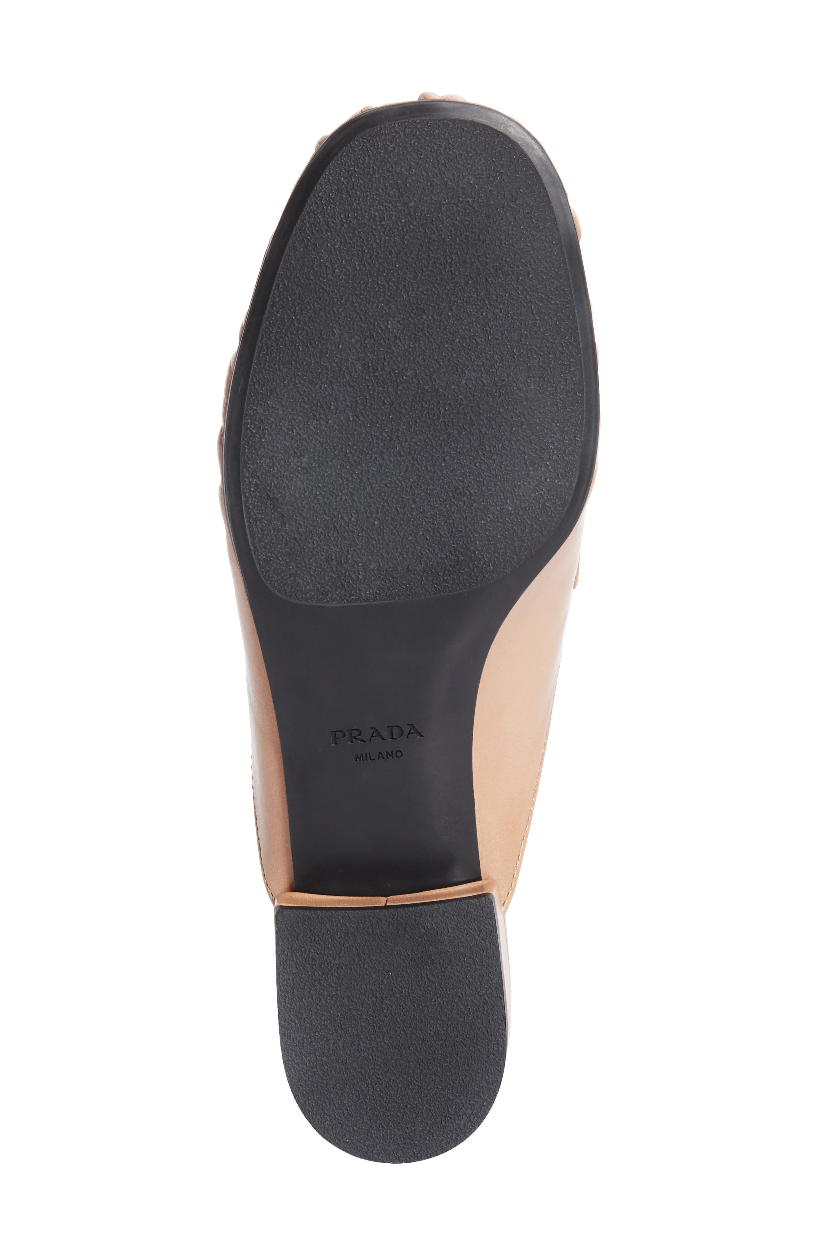 Prada Ruched Apron Toe Penny Loafer Mule, Alternate, color, Cammeo