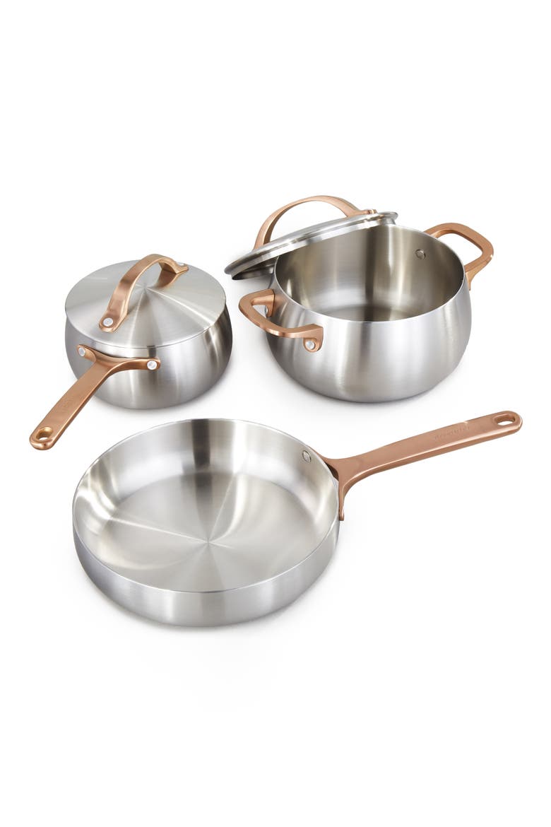 Belly Tri-Ply Stainless Steel 5-Piece Cookware Set, Main, color, WARM BLUSH