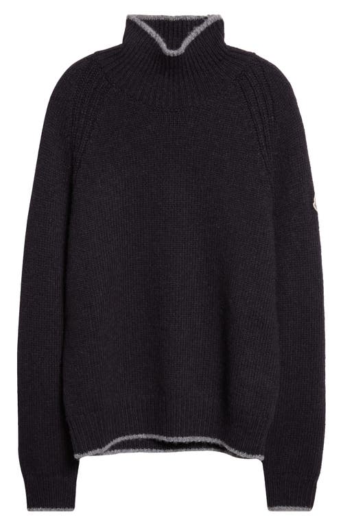 Moncler Tipped Alpaca & Wool Blend Mock Neck Sweater In Black