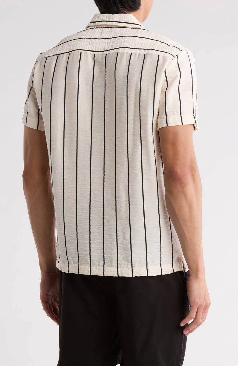 DENIM AND FLOWER Stripe Relax Fit Camp Shirt, Alternate, color, Cream/Black