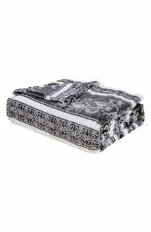 Luxury Home Odelia Floral Stripe Plush Throw Blanket