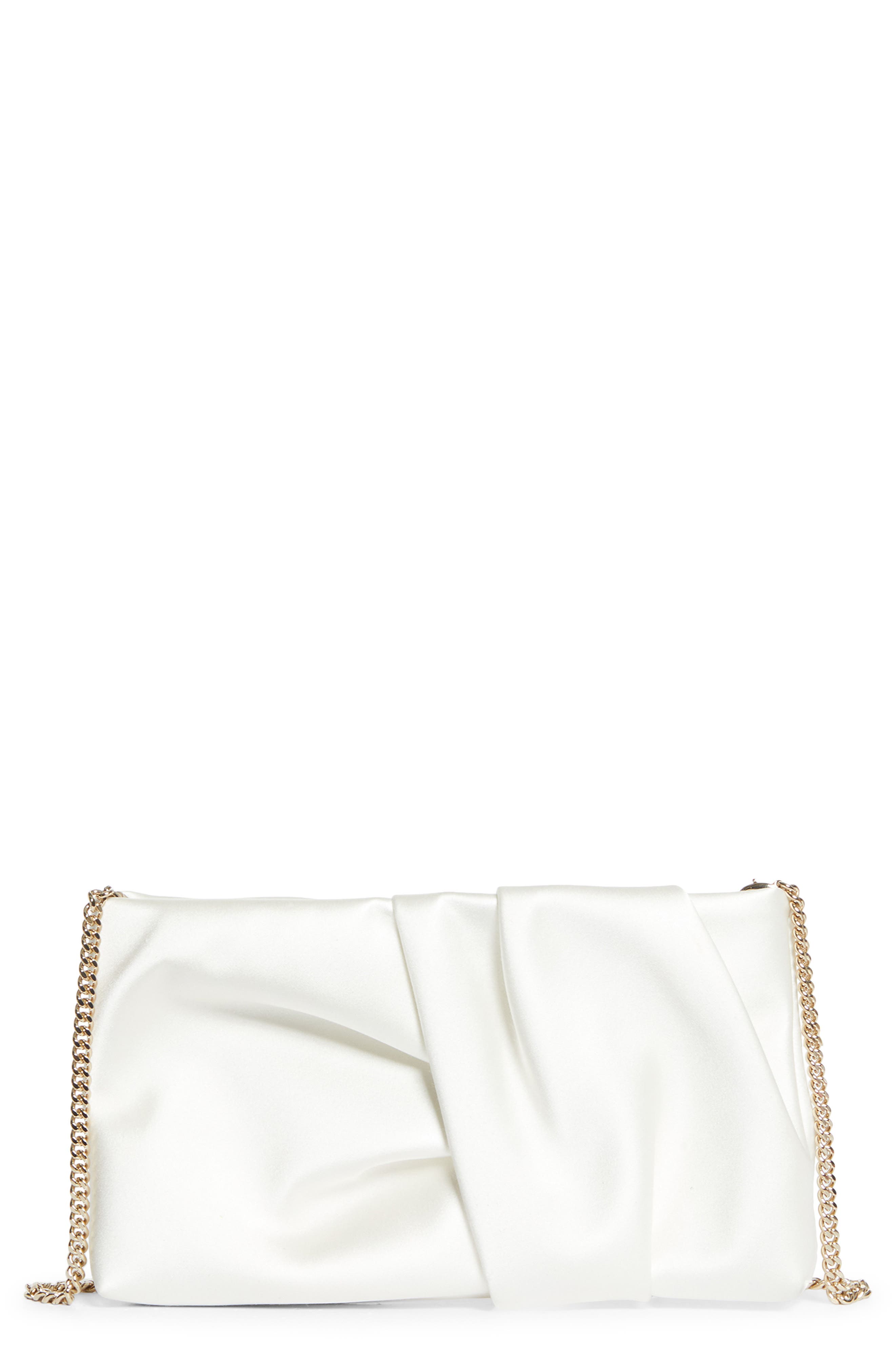 Jimmy Choo Bonny Satin Clutch, Main, color, Ivory