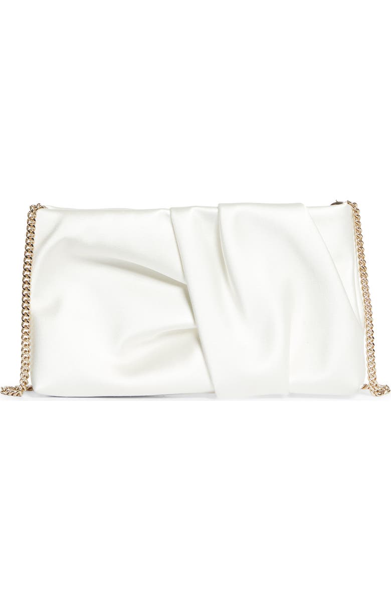 Jimmy Choo Bonny Satin Clutch, Main, color, Ivory