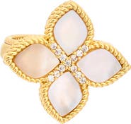 Juvell Mother-of-Pearl & Cubic Zirconia Floral Ring