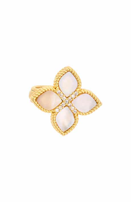 Juvell Mother-of-Pearl & Cubic Zirconia Floral Ring