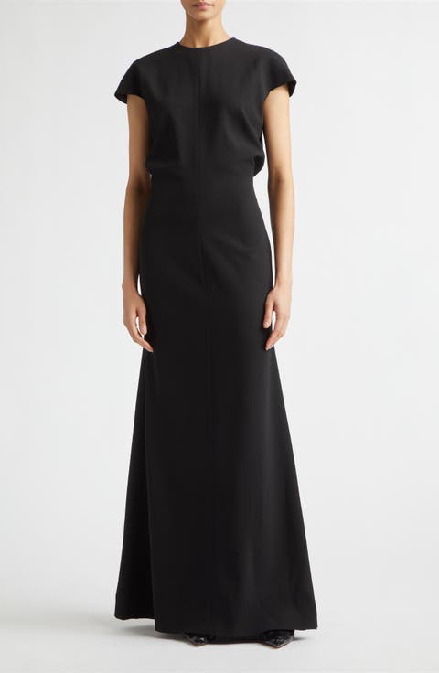 Cutout Back Sablé Trumpet Dress
