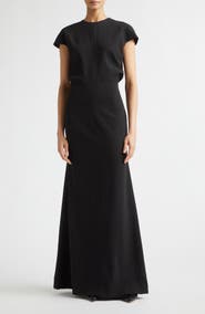 Jil Sander Cutout Back Sablé Trumpet Dress