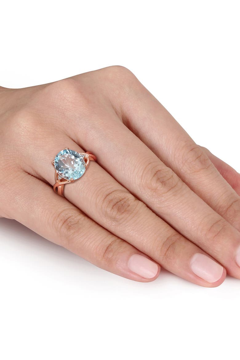 Oval-Cut Blue Topaz & Diamond Ring, Alternate, color, BLUE