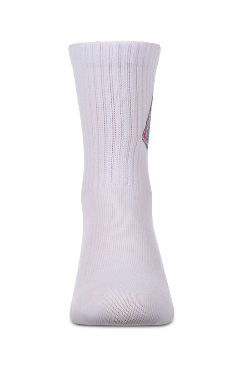 Ribbed Crew Socks with Embroidered Denim "M" Patch, Alternate, color, White