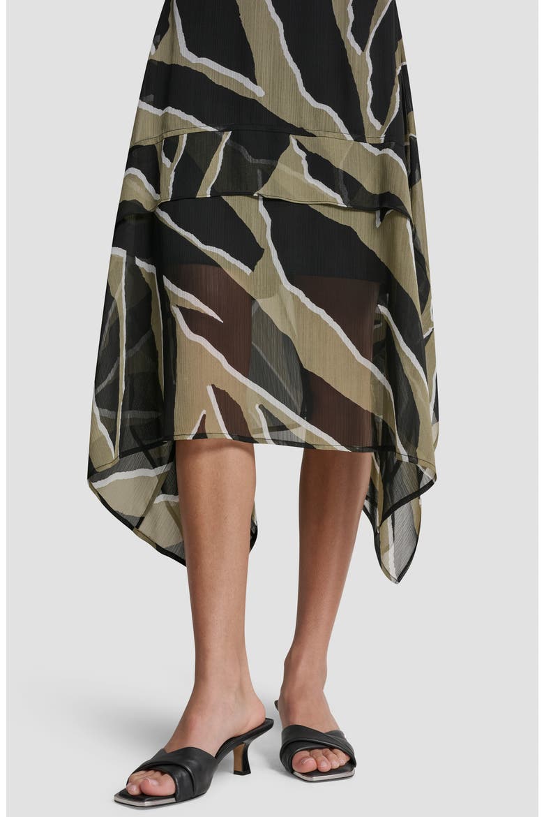 Crinkle Chiffon Handkerchief Hem Midi Dress, Alternate, color, JUNGLE BLOCK