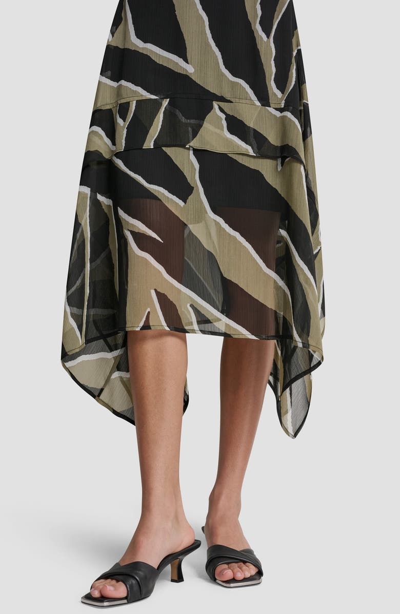 DKNY Crinkle Chiffon Handkerchief Hem Midi Dress, Alternate, color, Jungle Block