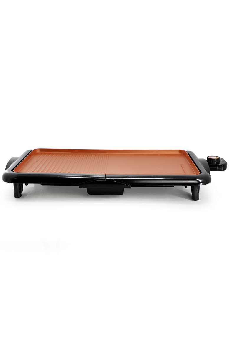 18.89 Inch Electric Grill and Griddle in Black with Copper Coating, Alternate, color, Black